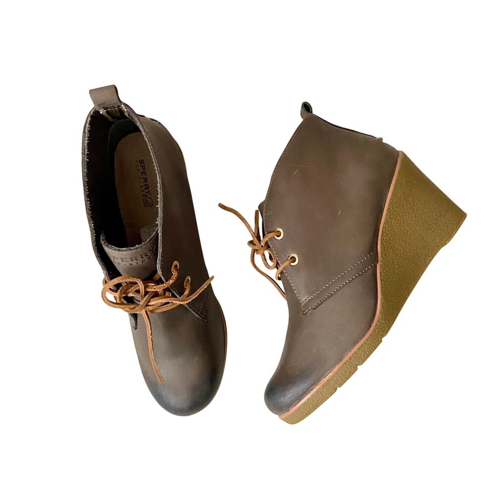 Sperry Top-Sider Harlow Burnished Leather Wedge Booties